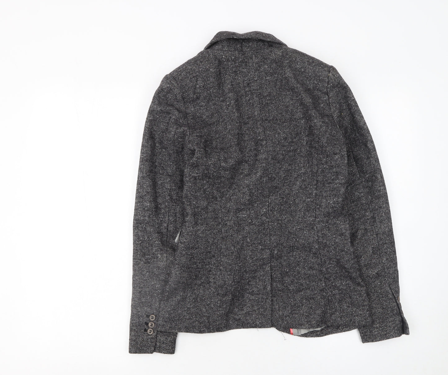 H&M Women's Grey Single-Breasted Blazer Size 6 Tailored Wool Blend