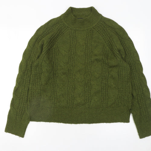 J.Crew Women’s Green Cable-Knit Mock Neck Pullover Jumper Size S