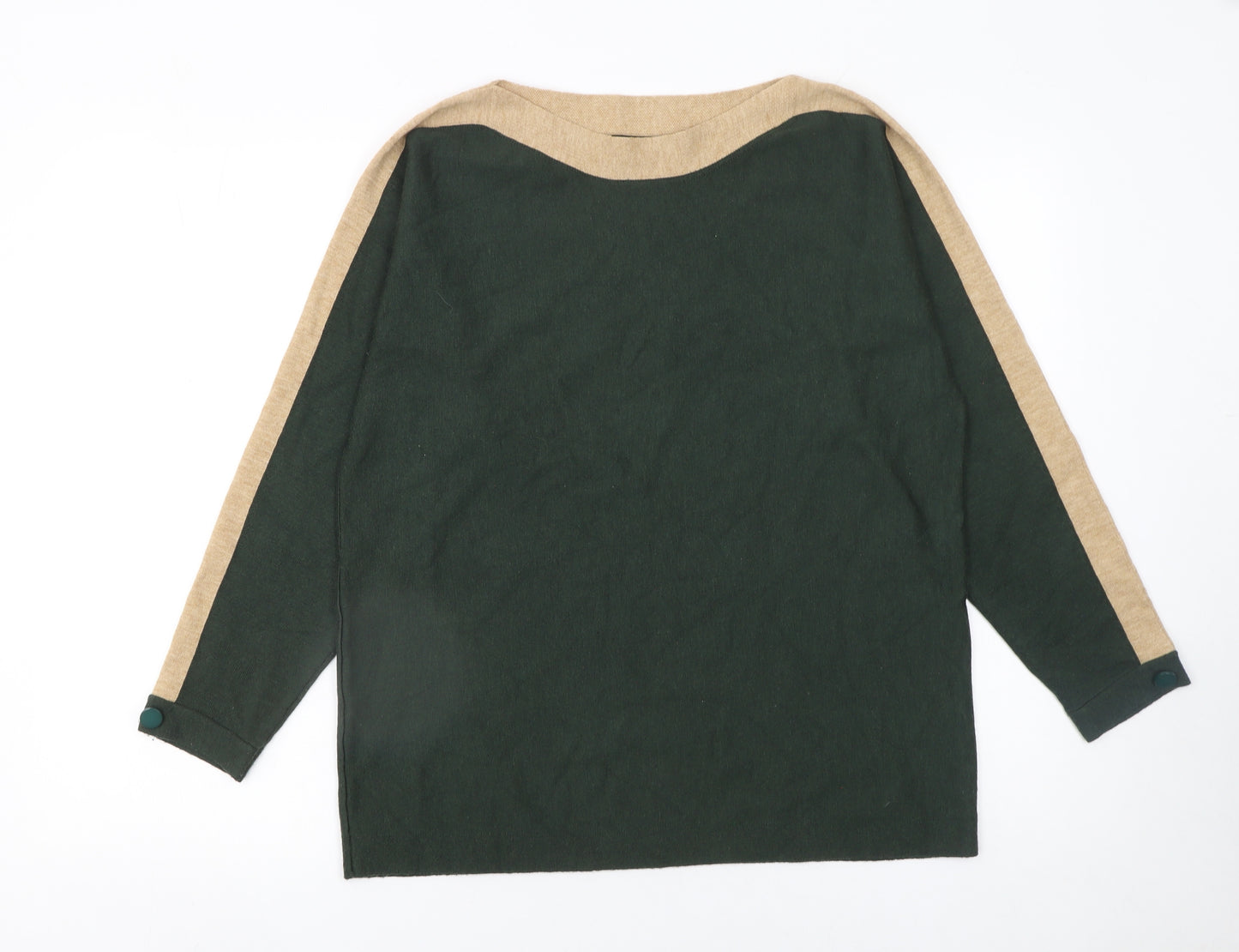 Monsoon Women’s Green Cotton Boat Neck Pullover Jumper Size S