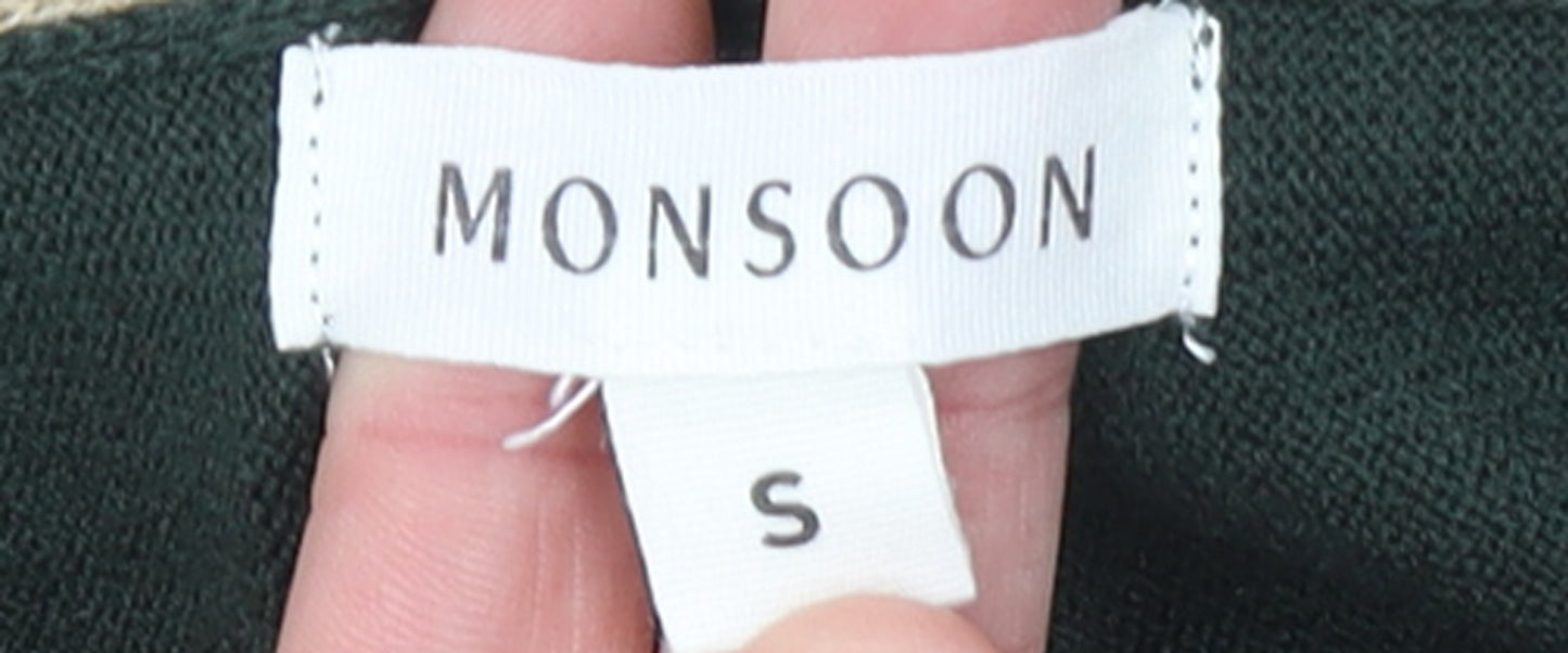 Monsoon Women’s Green Cotton Boat Neck Pullover Jumper Size S