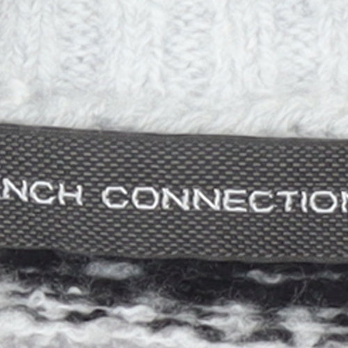 French Connection Women Grey Fair Isle Roll Neck Wool Jumper Size S
