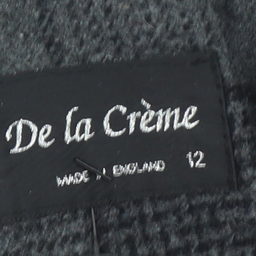 De la Crème Women's Grey Checked Wool Trench Coat Size 12
