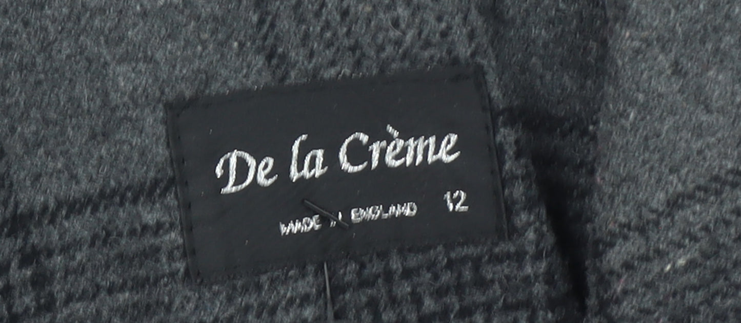 De la Crème Women's Grey Checked Wool Trench Coat Size 12
