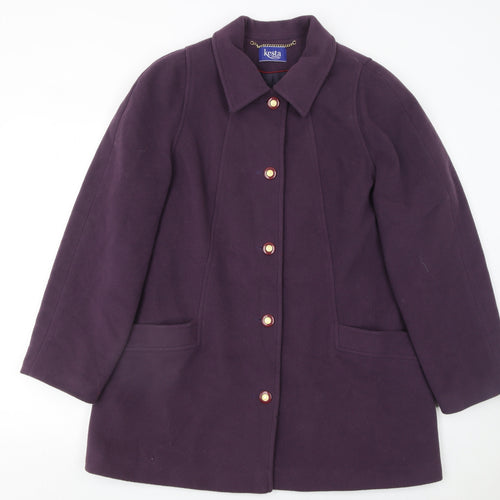 Kesta London Womens Purple Wool Cashmere Mid-Length Coat UK 16