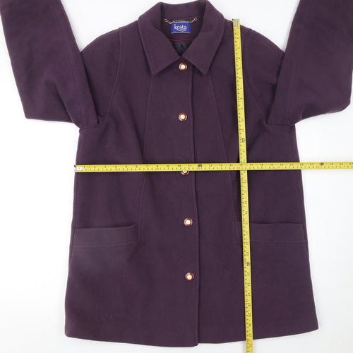 Kesta London Womens Purple Wool Cashmere Mid-Length Coat UK 16