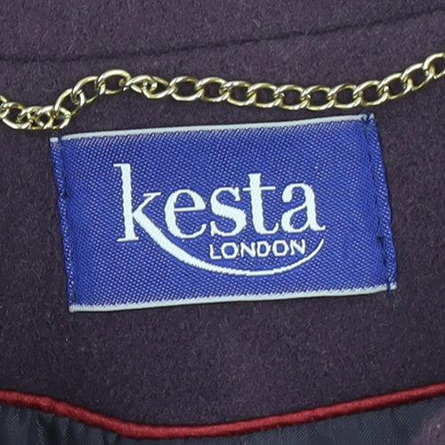 Kesta London Womens Purple Wool Cashmere Mid-Length Coat UK 16