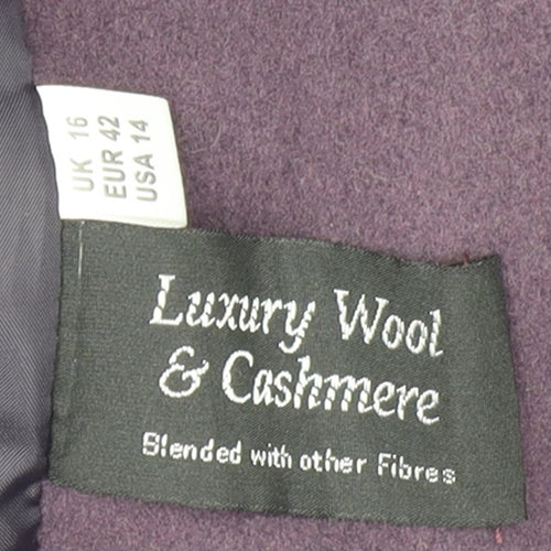 Kesta London Womens Purple Wool Cashmere Mid-Length Coat UK 16