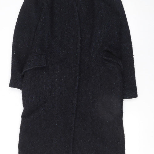 ASOS Women Black Wool Blend Long Overcoat Size 6 Classic Style
