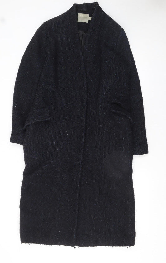 ASOS Women Black Wool Blend Long Overcoat Size 6 Classic Style