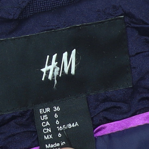 H&M Women Blue Bomber Jacket Size 10 Zip Front Lined Casual