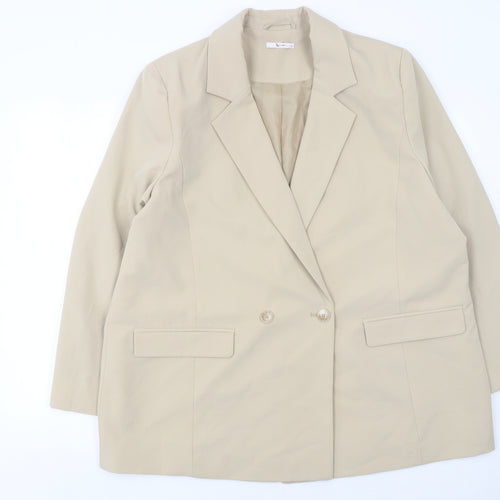 Tu Women Beige Double-Breasted Blazer Size 20 Classic Workwear Jacket