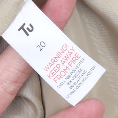 Tu Women Beige Double-Breasted Blazer Size 20 Classic Workwear Jacket