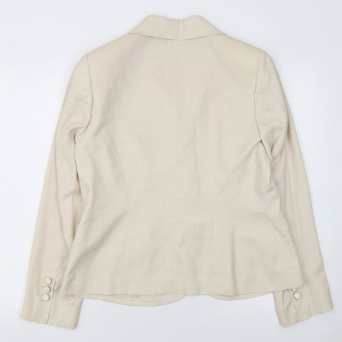 Punto Roma Women Beige Polyester Single Breasted Suit Jacket Size 14