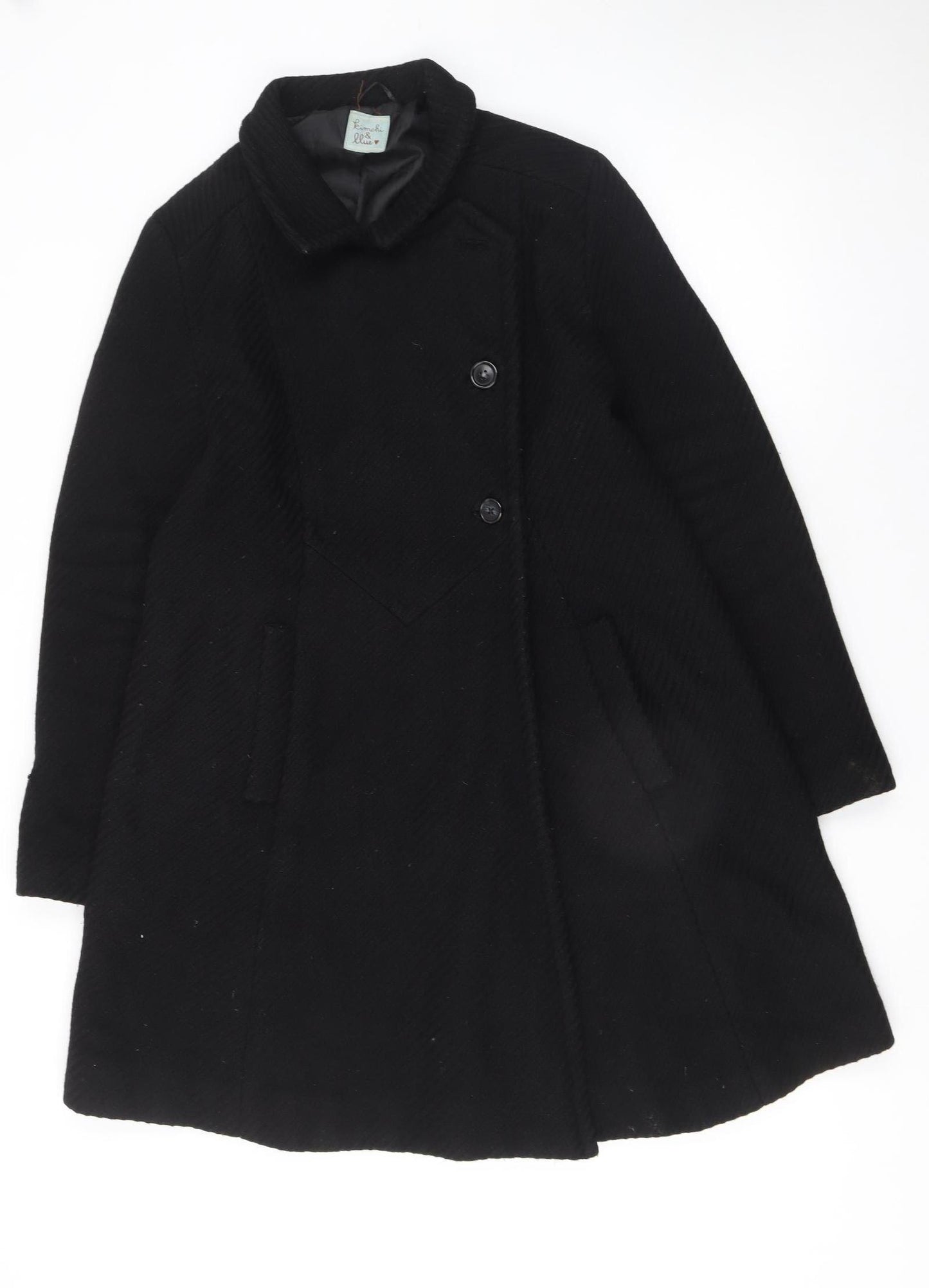 Kimchi & Blue Women’s Black Wool Blend Mid-Length Overcoat Size L