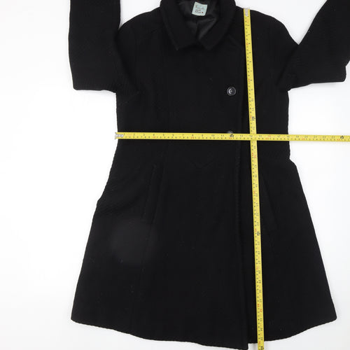 Kimchi & Blue Women’s Black Wool Blend Mid-Length Overcoat Size L