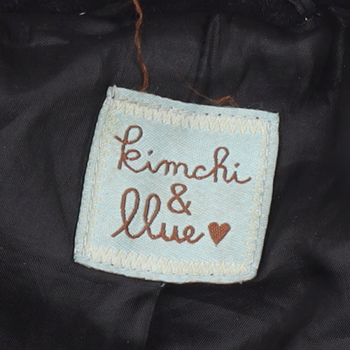 Kimchi & Blue Women’s Black Wool Blend Mid-Length Overcoat Size L