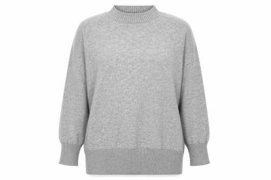 Front view of Next Women’s Grey Mock Neck Relaxed Fit Long Sleeve Knit Jumper 2XL