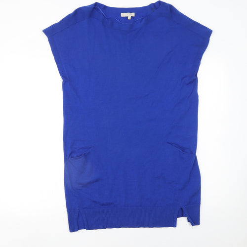 Hobbs Women Blue Wool Knit Shift Dress Size M