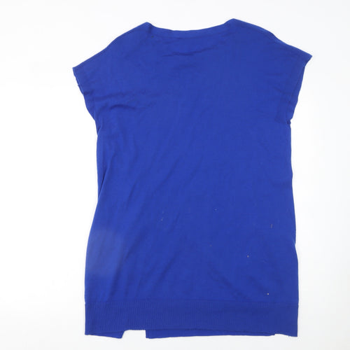 Hobbs Women Blue Wool Knit Shift Dress Size M
