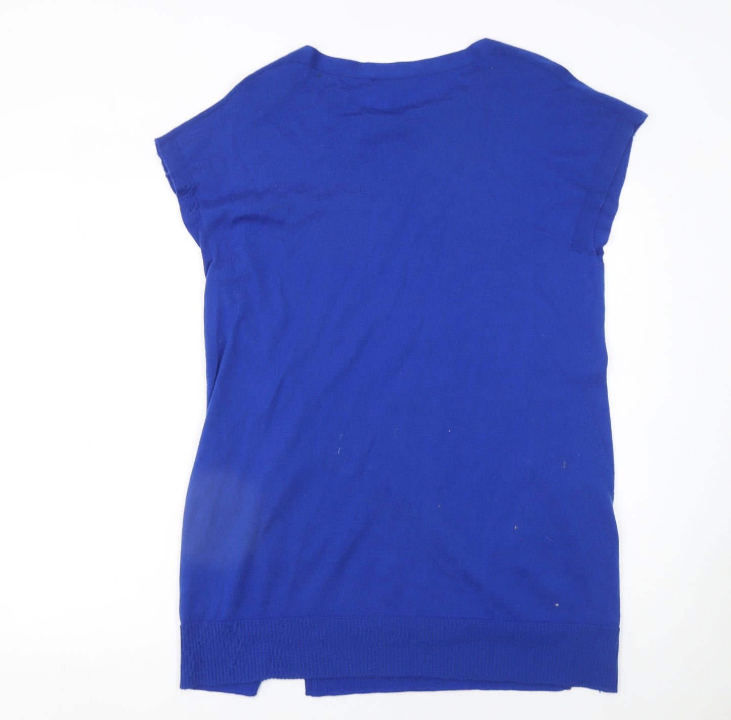 Hobbs Women Blue Wool Knit Shift Dress Size M