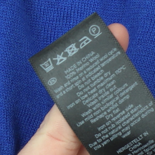 Hobbs Women Blue Wool Knit Shift Dress Size M