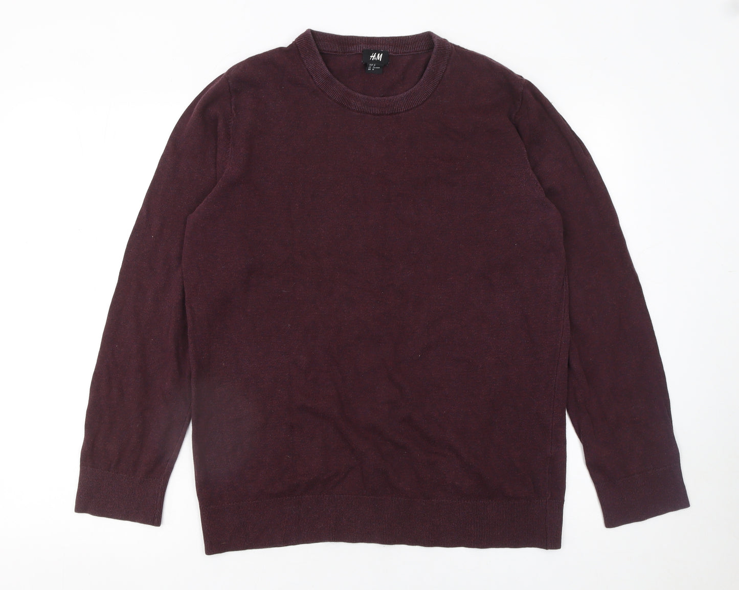H&M Men's Purple Cotton Crew Neck Pullover Jumper Size M