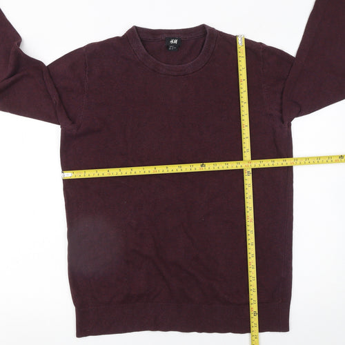 H&M Men's Purple Cotton Crew Neck Pullover Jumper Size M