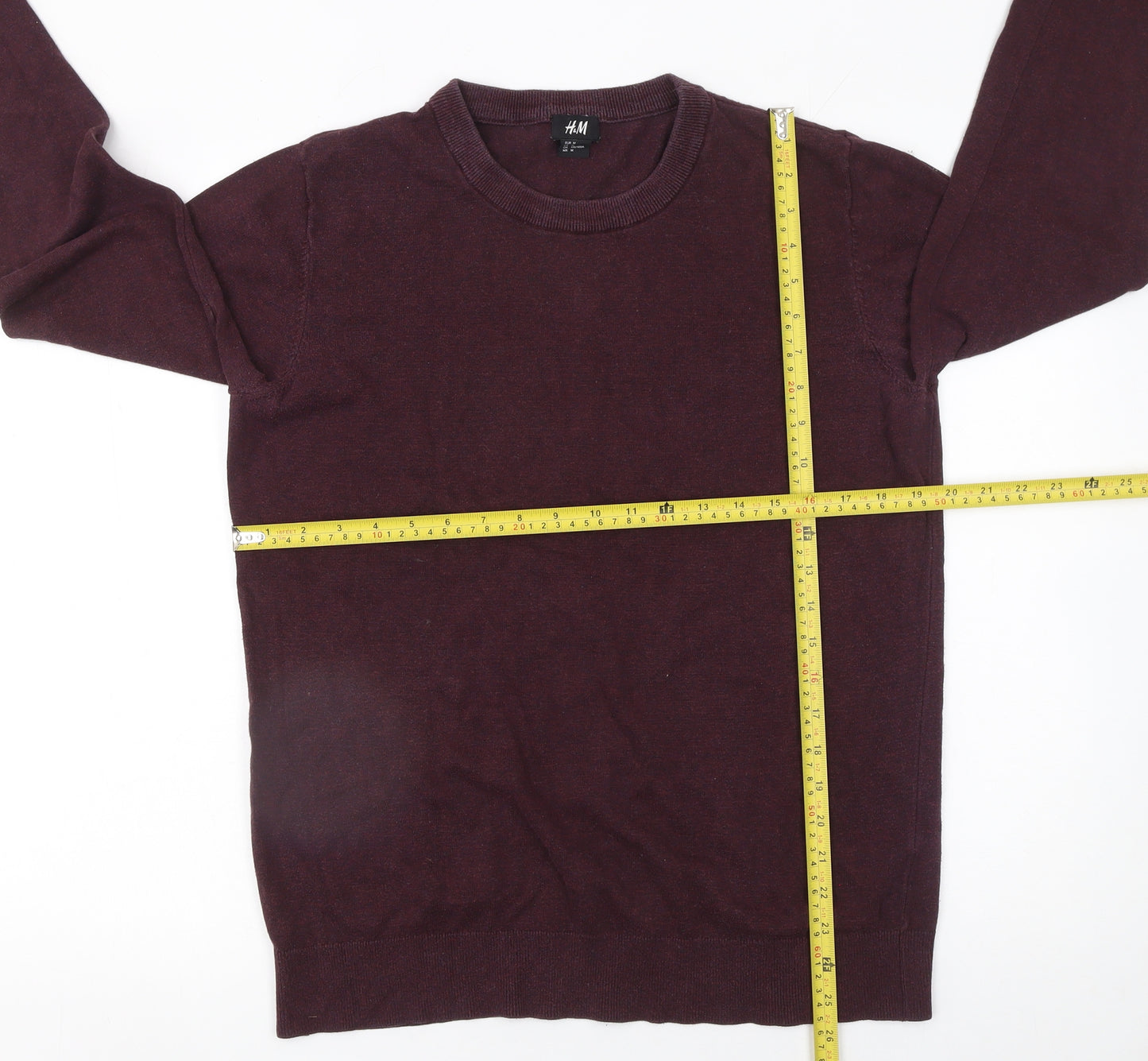 H&M Men's Purple Cotton Crew Neck Pullover Jumper Size M