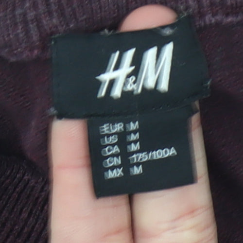 H&M Men's Purple Cotton Crew Neck Pullover Jumper Size M