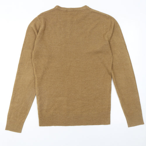 Cedarwood State Men's Beige XS Crew Neck Acrylic Pullover Jumper