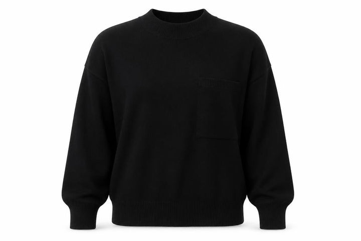 Mango Women Black Mock Neck Cotton Knit Pullover Jumper XL