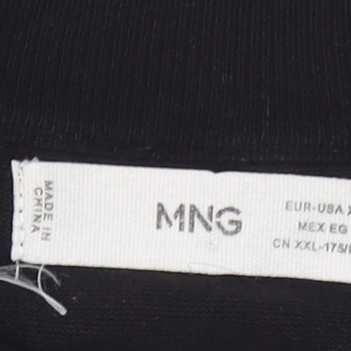 Mango Women Black Mock Neck Cotton Knit Pullover Jumper XL