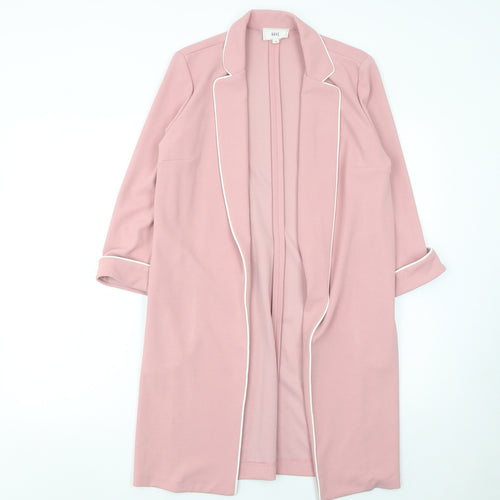 HAVE Women Pink Long Open Front Suit Jacket M Polyester Blend