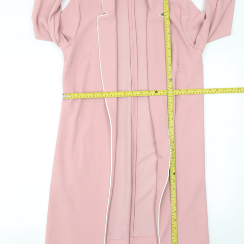 HAVE Women Pink Long Open Front Suit Jacket M Polyester Blend