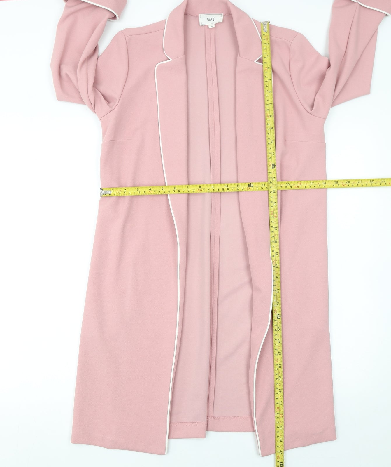 HAVE Women Pink Long Open Front Suit Jacket M Polyester Blend