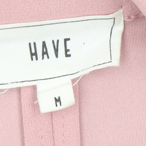 HAVE Women Pink Long Open Front Suit Jacket M Polyester Blend