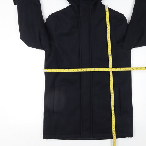 Primark Men's Black XS Hooded Mid-Length Coat Polyester Warm Winter Outerwear