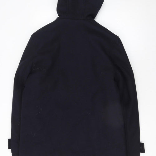 Primark Men's Black XS Hooded Mid-Length Coat Polyester Warm Winter Outerwear