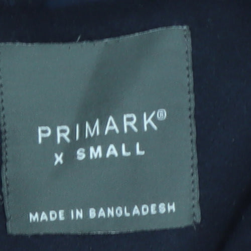 Primark Men's Black XS Hooded Mid-Length Coat Polyester Warm Winter Outerwear