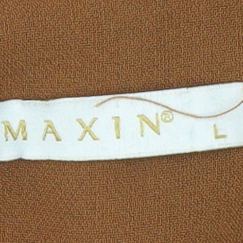 Maxin Women Brown Sleeveless Long Waistcoat Vest Lined Single Button L