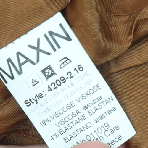 Maxin Women Brown Sleeveless Long Waistcoat Vest Lined Single Button L
