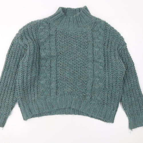 Universal Thread Womens Green Mock Neck Chunky Knit Pullover Jumper Size M