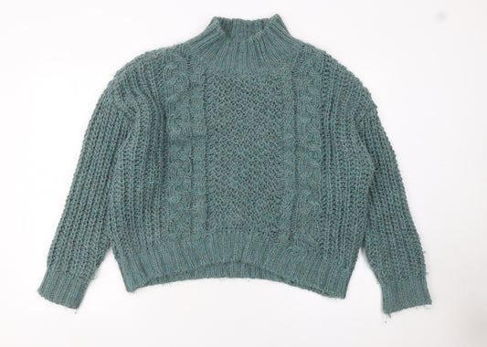 Universal Thread Womens Green Mock Neck Chunky Knit Pullover Jumper Size M