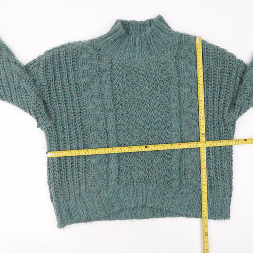 Universal Thread Womens Green Mock Neck Chunky Knit Pullover Jumper Size M