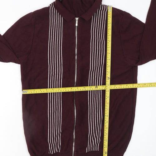 Tu Men’s Burgundy Full Zip Cotton Collared Jumper M