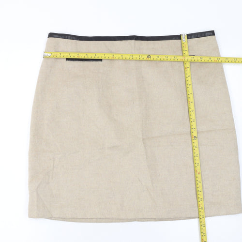 Marks and Spencer Women Beige Wool Blend Knee Length Pencil Skirt UK18