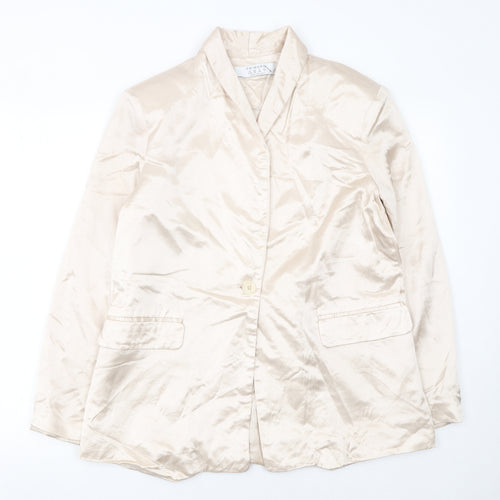 Primark Women Beige Shawl Lapel Single-Breasted Blazer Size 12