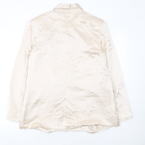 Primark Women Beige Shawl Lapel Single-Breasted Blazer Size 12