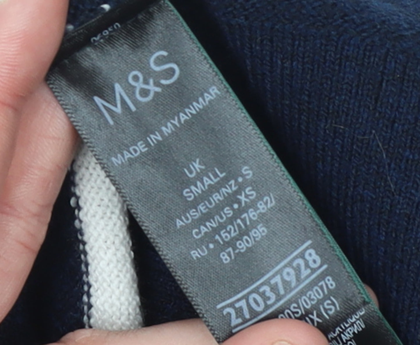Marks and Spencer Womens Blue Striped V-Neck Belted Cardigan Size S