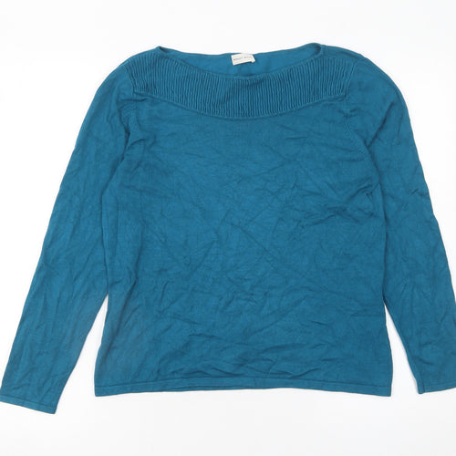 Minuet Petite Women’s Blue Boat Neck Knit Pullover Jumper Size M